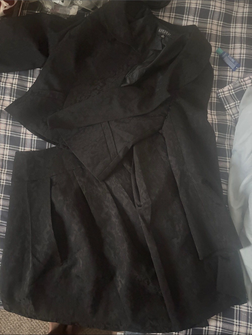 Black Womens Jacket & Skirt Set - Elegant Tailored Coat